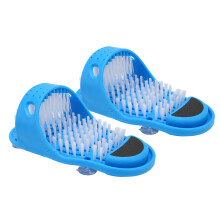 2pcs Blue Plastic Foot Washing Brush Shoes Exfoliating Massage Slippers