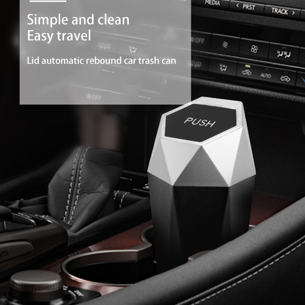 (Silver) Leakproof Car Trash Can W/ Lid - Space-Saving Silver 6957086553316