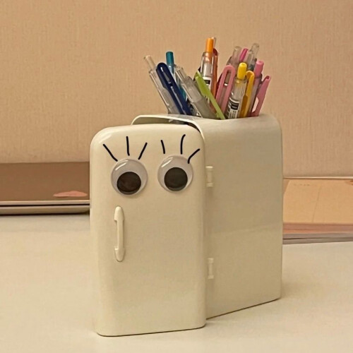 Large Capacity White Plastic Tabletop Storage Container for Students with Stickers 1