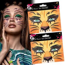 Temporary Face Tattoo Stickers Leopard and Zebra Animal Print, SkinFriendly, Easy Removal, 2Pcs