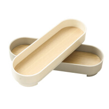 Bandeja ovalada estrecha para servir, ABS y madera, 27,5 cm.