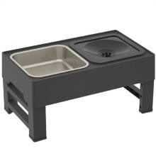 Adjustable Height Cat Feeder Stand - Folding Stainless Steel Pet Bowl Table with Non-Slip Design A