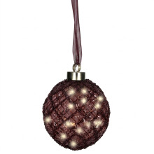 Plum Micro LED Ball Light Hanging Battery Bauble 10cm