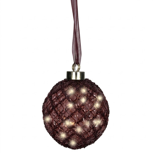 Plum Micro LED Ball Light Hanging Battery Bauble 10cm