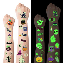 Glow in the Dark Halloween Temporary Tattoos for Kids, 10 Sheets Waterproof LongLasting Party Favor Set