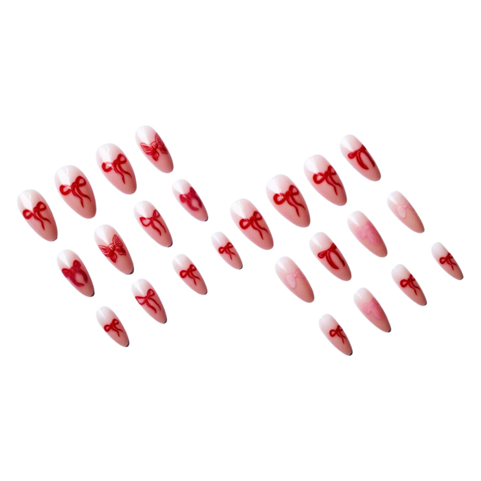 Reach-Tools Bowknot Almond Fake Nails - Nude & Comfortable