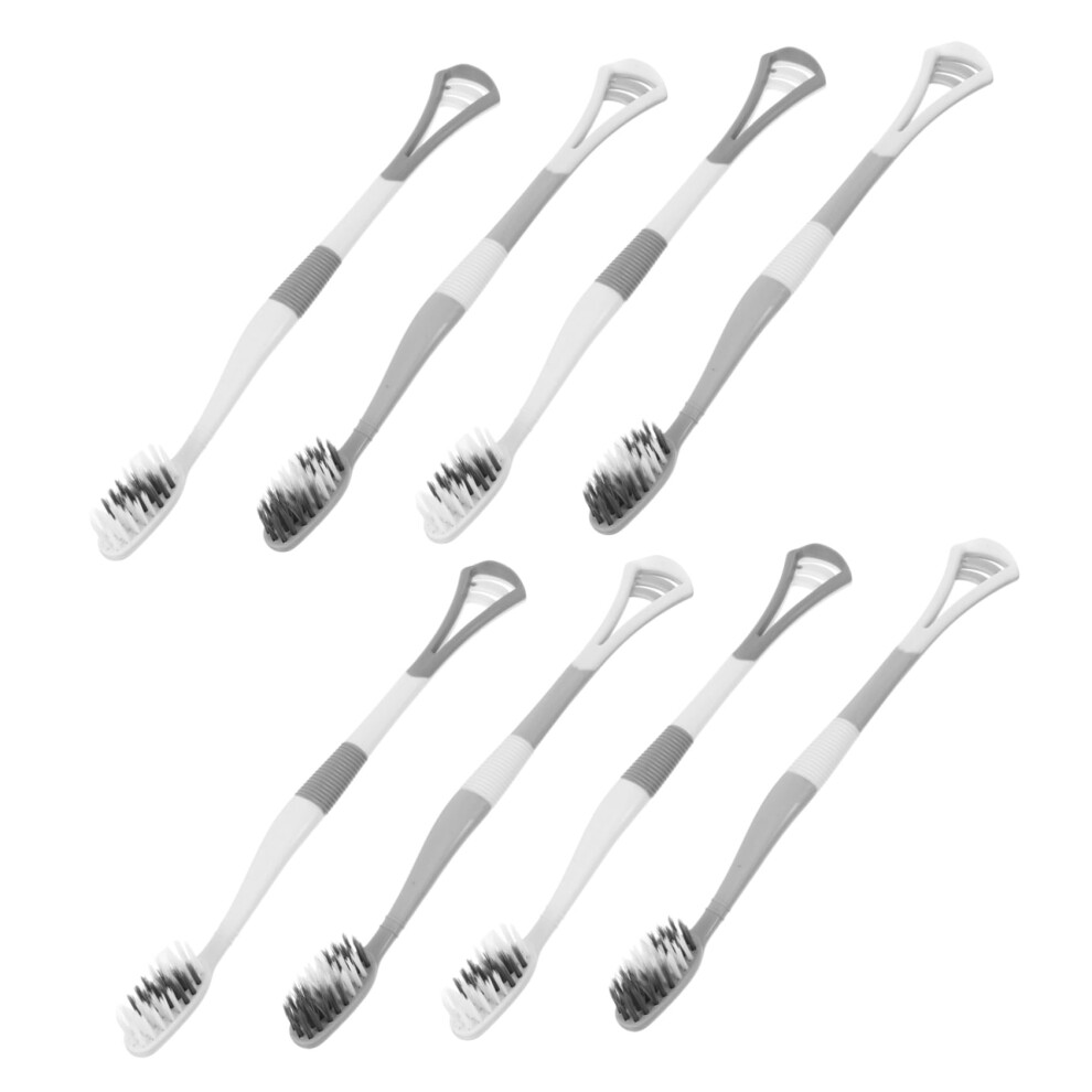 8pcs Replacement Toothbrush Heads with Tongue Brush and Scraper, Soft Bristle Travel Set