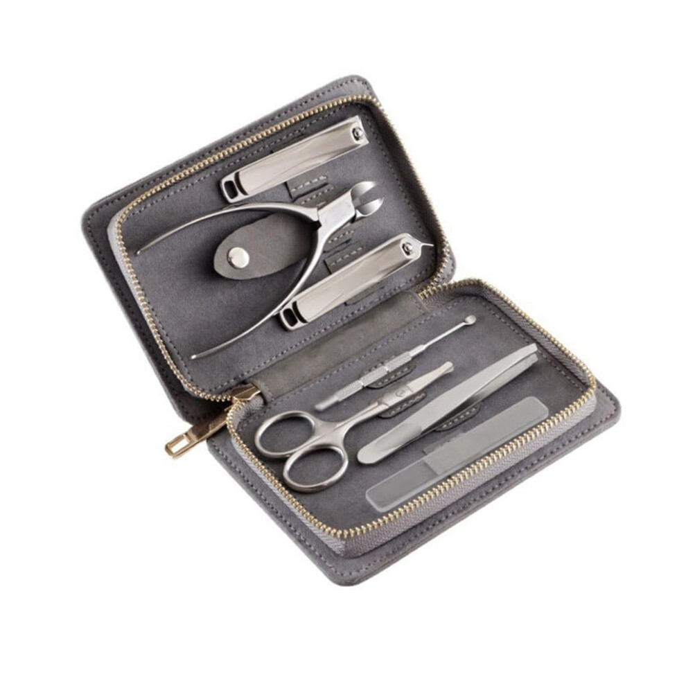 Manicure Set 7pcs Stainless Steel Nail Clipper Kit with Precision Blades for Home and Travel