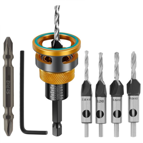 Woodworking Limit Four  Countersink Drill High-Speed Steel Drill Adjustable Depth Step Drill Screw