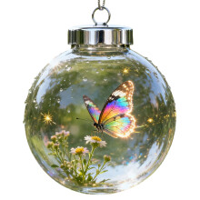 Boule acrylique transparente de noël en forme d'oiseau,-Papillon