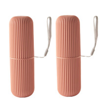 Red Travel Toothbrush Holder with Lanyard and Screw Lid, Durable Hard Shell for Camping