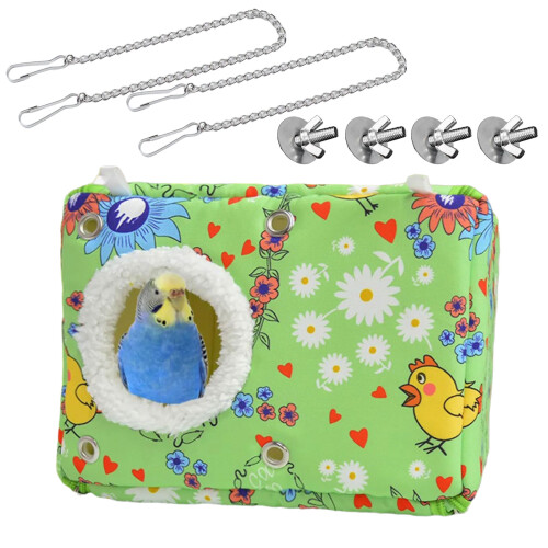 Lovely Pattern Parrot Hammock Bed Winter Warmth-green parrot S