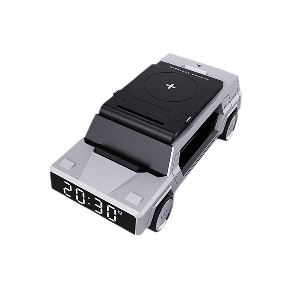 Wireless Car Charger With Clock Fast Charging Dock For Iwatch Airpods Zinc Alloy Dashboard Stand B 6032923719923
