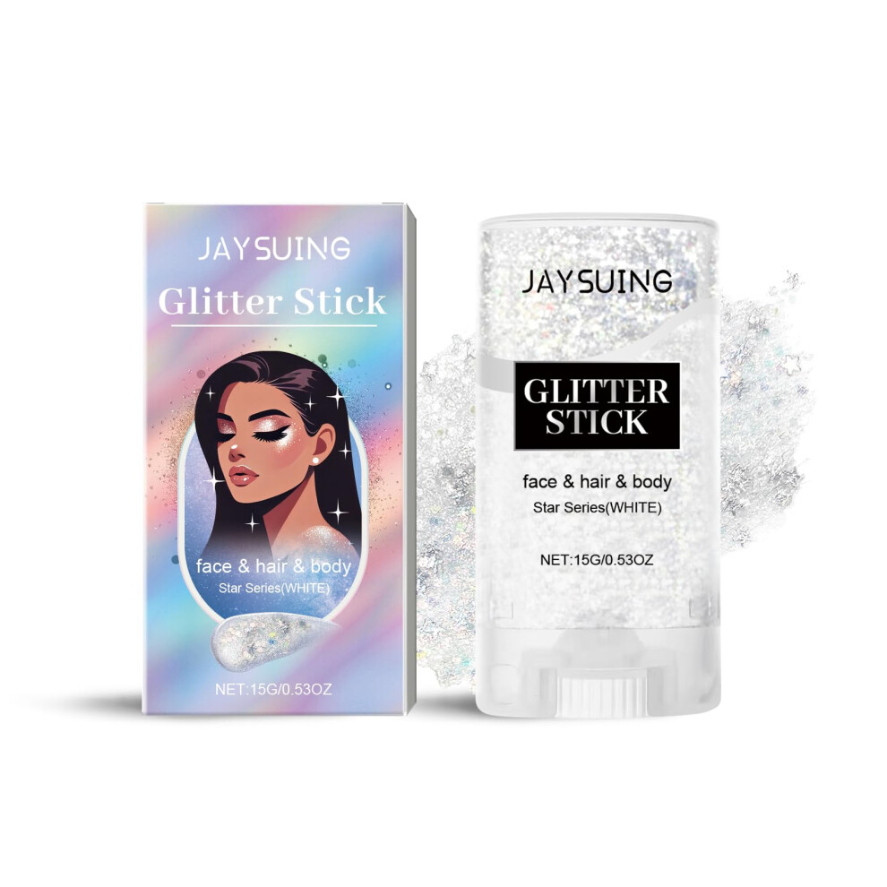 Silver Glitter Stick Chunky Body Glitter For Face Hair Skin, Sparkling Holographic Longlasting Gel
