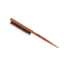 Pig Bristle Hair Brush with Ergonomic Wooden Handle for Gentle Scalp Stimulation and Styling Control