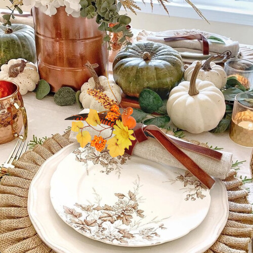 Halloween Artificial Flower Branch with Pumpkin Maple 2