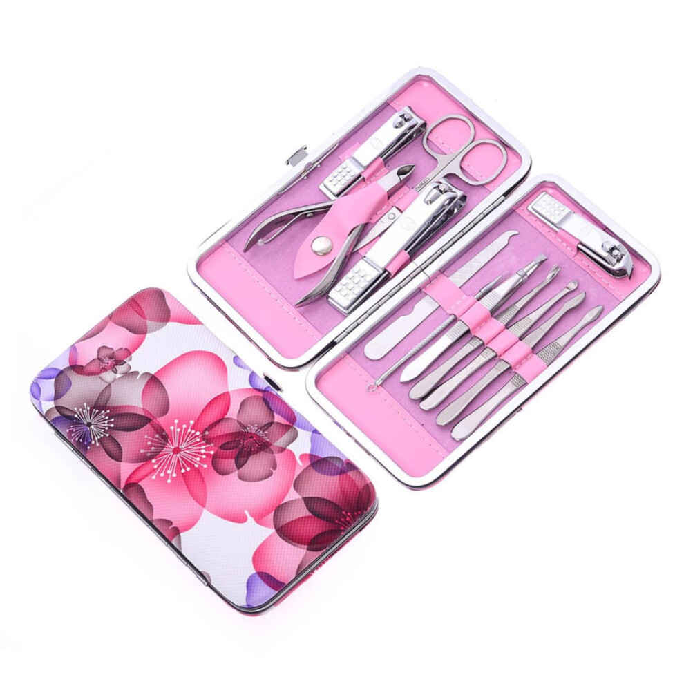 12Piece Stainless Steel Manicure Set with Precision Clippers and Travel Storage Case