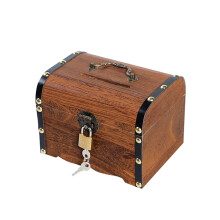Handmade Wooden Piggy Bank Small Vintage Money Saving Box for Kids and Adults Retro Gift