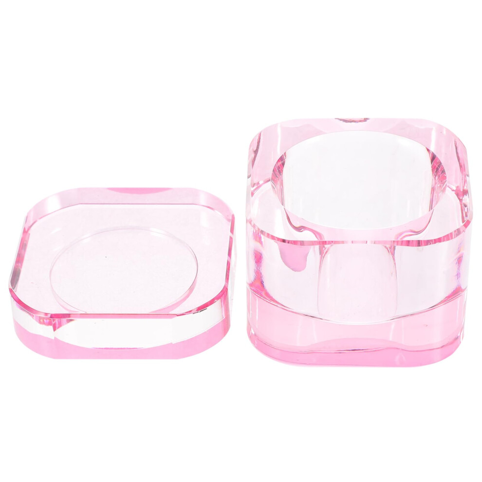 Pink Acrylic Nail Dappen Dish Crystal Glass With Spillpreventing Lid For Manicure