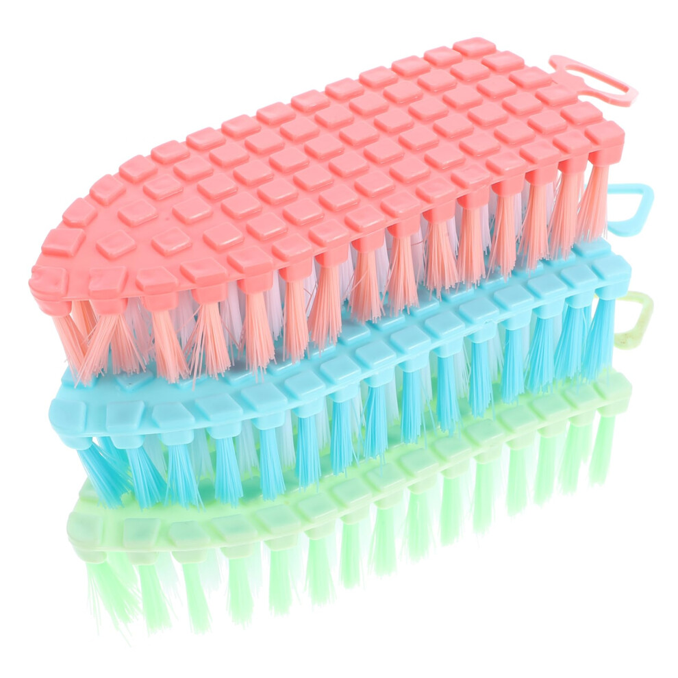 Green 3Pcs Soft Bristle Nail Cleaning Brush Set For Manicure And Shoe Care, Multi Purpose