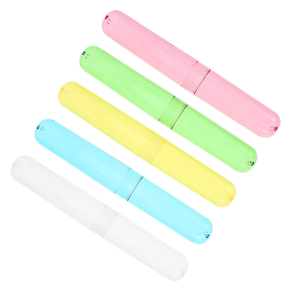 5pcs Travel Toothbrush Holder Set Airtight Leakproof Hygienic Storage Case for Camping