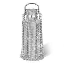 Diamant-Wasserflasche Aus Edelstahl, Tragbar, Glitzernd, Strass-Wasserflasche, Crossbody, Bling-Thermoflasche, 600 Ml, B