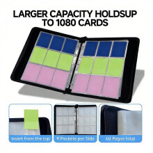 9 Pocket Trading Card Binder, Holds 1080 Cards , Zipper PU Card Folder Holder for , TCG, Baseball, Sports Cards