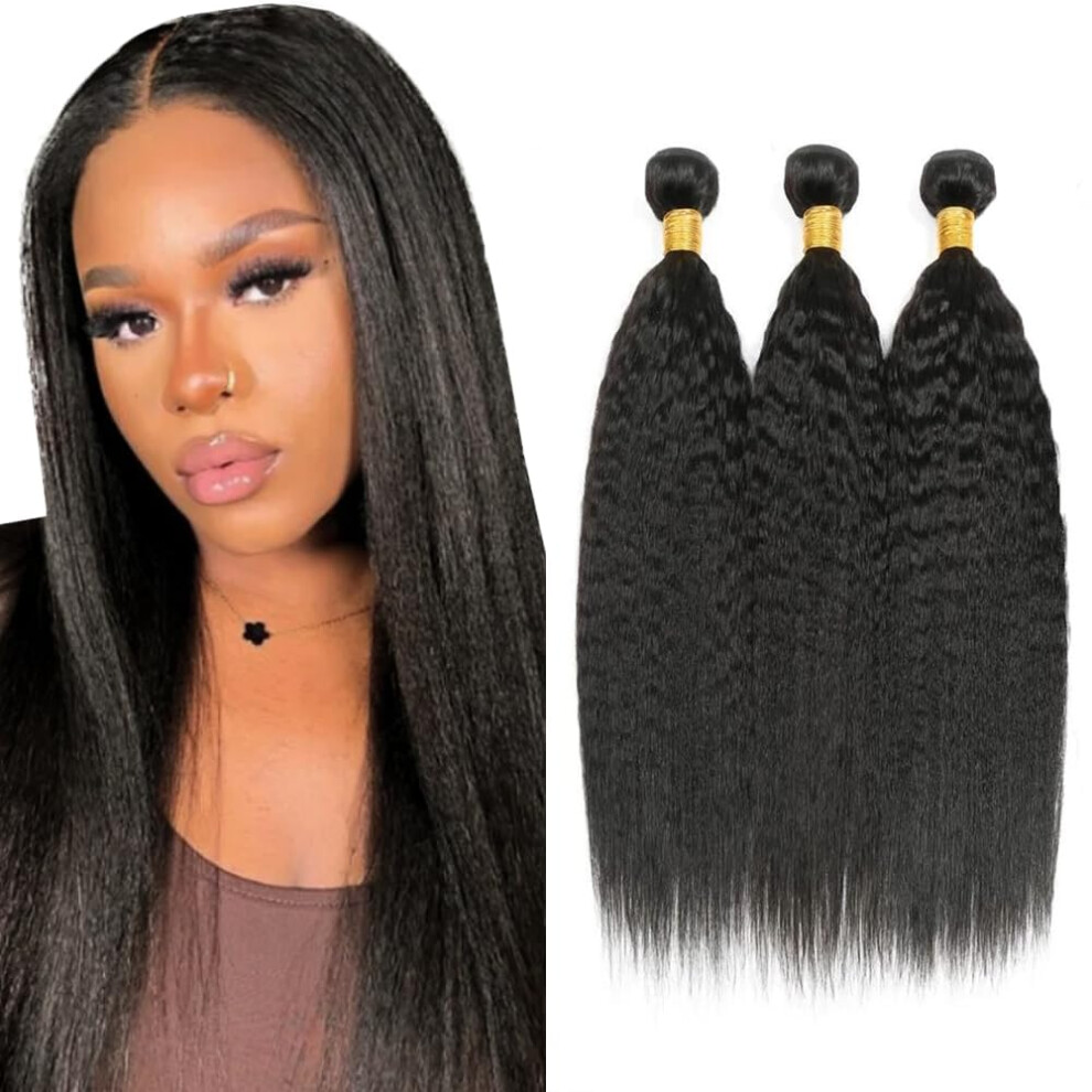 Unisex Black Human Hair Bundles 12A Unprocessed Virgin Yaki Wave Extensions Natural For Women
