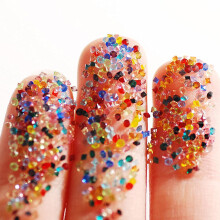 Nail Art Rhinestones 25 Colors Flat Back Micro Diamond Nail Gems 1.1mm Glass Set 14400pcs