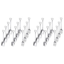 24PCS Dessert Spoons and Forks Set, Shovel Shape Ice Cream Spoons, Shovel Spoons for Coffee Yogurt Cake Fruit