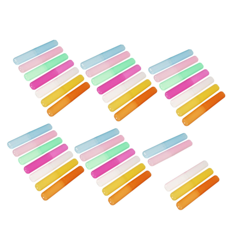 40 Pack Travel Toothbrush Case with Breathable Lid, Hygienic Reusable Holder for Trips
