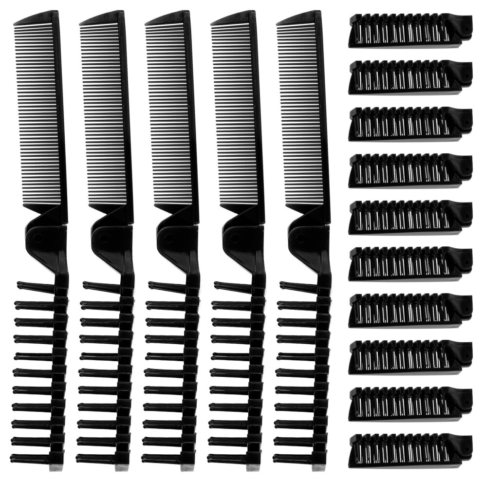 Unisex Black Foldable Hair Combs In Bulk Individually Wrapped Dual Tooth For Travel Hotel Guests 7.8In 120Pcs