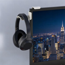 Suporte Ajustável para Fone de Ouvido com Monitor, Gancho Removível para Fone de Ouvido, Organizador Que Economiza Espaço, Preto