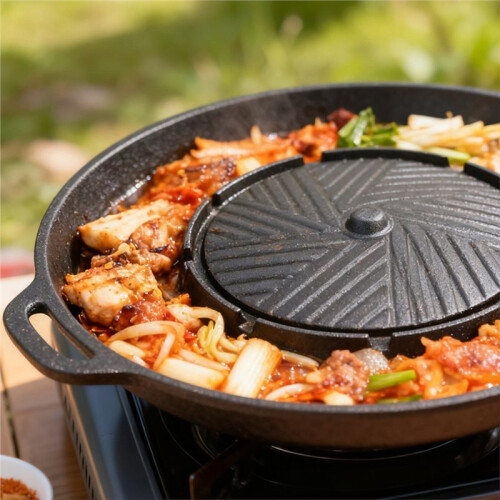 Grelha para Churrasco 2 em 1, Redonda, para Uso Interno, Externo e Camping 1