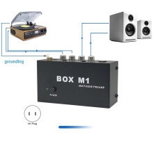 Pré-Amplificador em Miniatura para Toca-Discos, Tecnologia de Baixo Ruído para Som Puro, com Botão Liga/Desliga e Plugue Americano