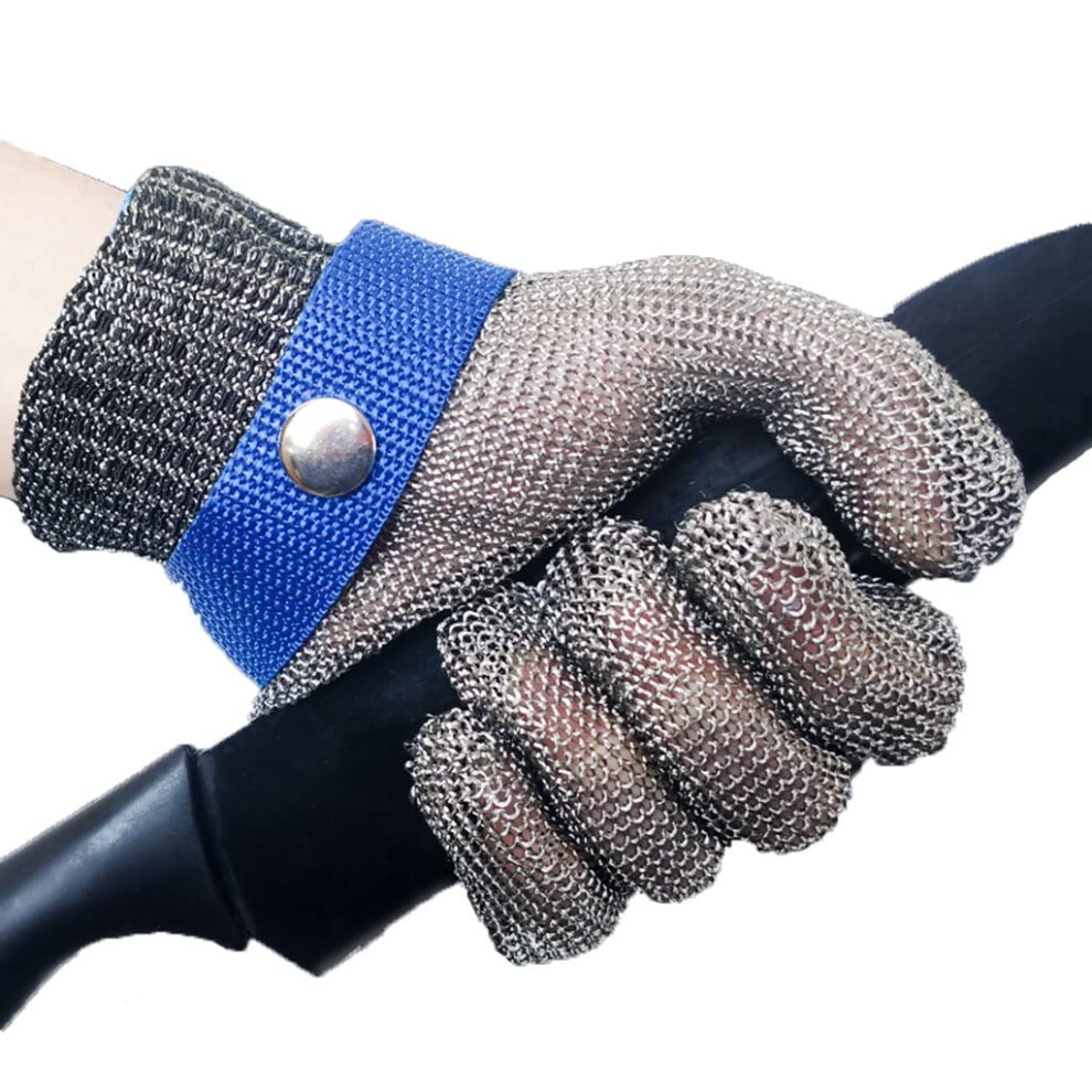 Cut Resistant Kitchen Glove Grade 5 Stainless Steel Mesh Safety Work Glove Food Contact Safe With Adjustable Buckle (1Pcs/M) 9310869726029