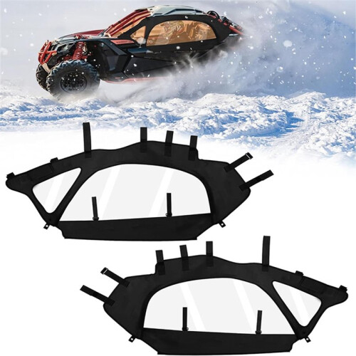 1 Pair Cab Side Windows Set Soft Cab Doors Cover Kit for 2017-2025 Can Am Maverick X3 2-Seater Models 2