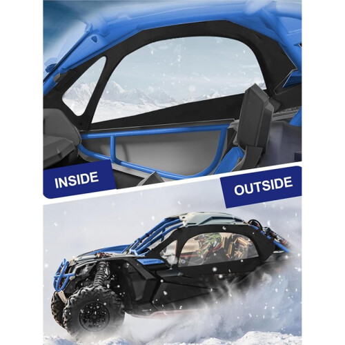 1 Pair Cab Side Windows Set Soft Cab Doors Cover Kit for 2017-2025 Can Am Maverick X3 2-Seater Models