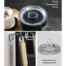 Electric Milk Frother,5-in-1 Milk Steamer with Touch Control,350ml Automatic Warm and Cold Foam Maker EU Plug