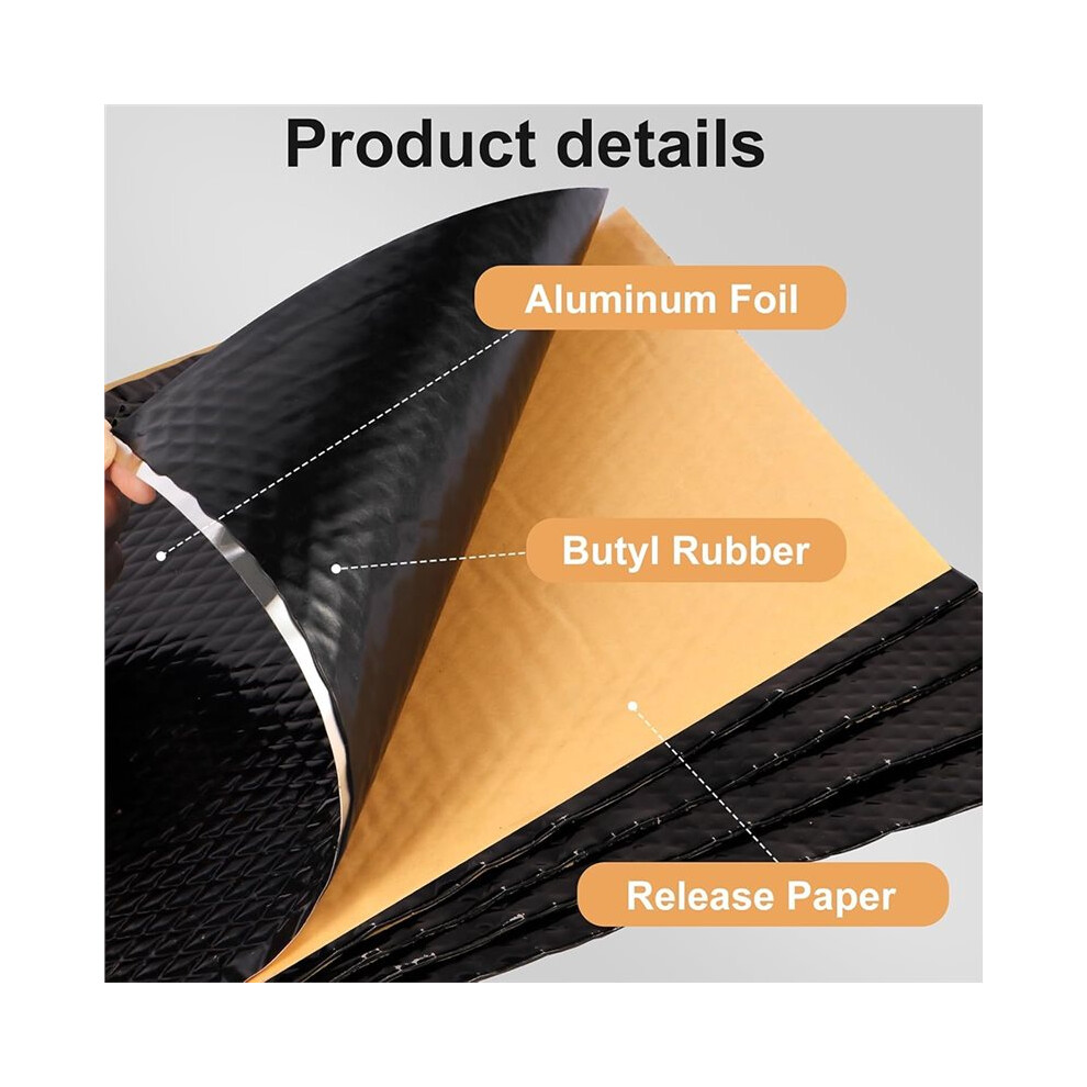 10Pcs Car Sound Deadening Mat, 2Mm Car Noise Reduction Self-Adhesive Soundproofing Pad For Various Car Bodies 6033546785739