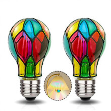 Stained Glass Light Bulb 4W 120V LED Painted Glas Light Bulb E26 Base Night Lamp Home Decor Romantic Festive Atmosphere