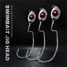 10pcs Swimbait Hook Jig  Luminous Eyes Fishhook Fishing Worm Lure Hooks Seawater Freshwater Fishhook 7g