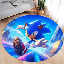 (33, Diameter 80cm) Sonic The Hedgehog Round Floor Rug Bedroom Carpets Living Room Doormat Mats Gift