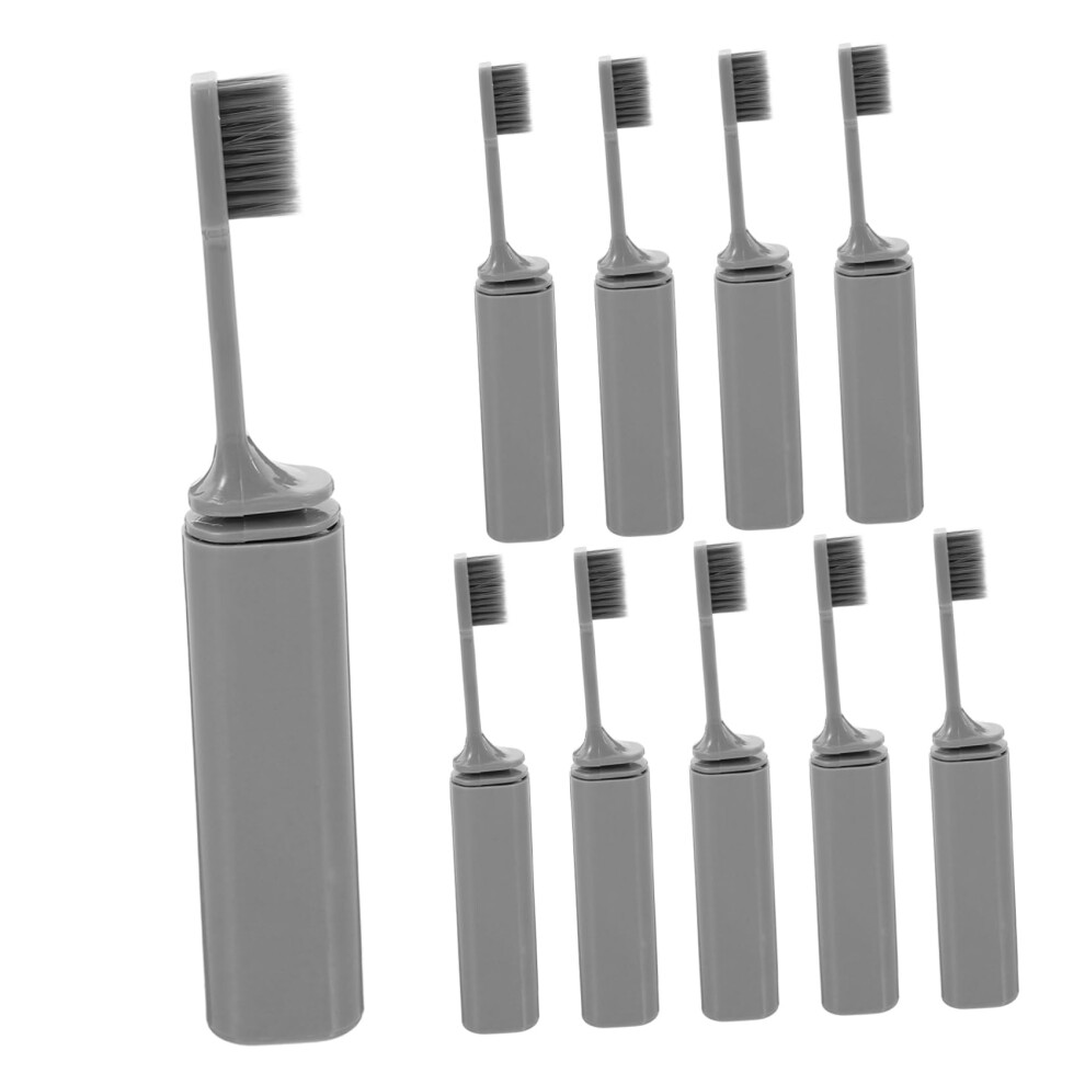 Travel Toothbrush Set 10pcs Foldable Dustproof Compact Design for Camping School Hotels