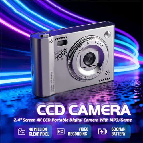 4K Digital Camera 48MP Retro CCD Portable Card Camera with 8X  Auto Focus MP3 Music Player Game Function Entry-Level 1