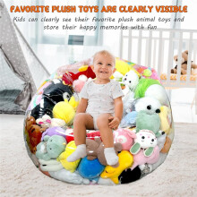 Clear Stuffed Animal Storage Bean Bag Chair Cover for Kids, Extra Large Waterparoof Beanbag Chair Cover with Zipper