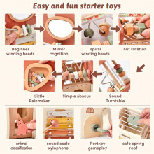 Wooden Activity - 5-in-1 Montessori Toys for 1+ Year Old Boys & Girls, Multipurpose Educational Sensory Toys