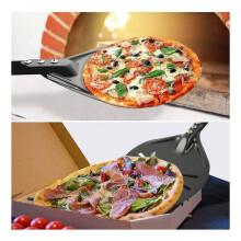 Pala Giratoria para Pizza con Mango Largo, Paleta para Pelar Pizza Antiadherente de Aluminio, Resistente A los Arañazos