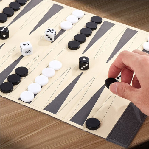 Backgammon Set for Adults, Travel Backgammon Board Game, Foldable Chess and Checkers, Outdoor Fun 2