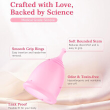 Menstrual Cup Kit with Steam Sterilizer,[S & L Size] Set, Reusable Period Cups, Includes Drawstring Pouch EU Plug
